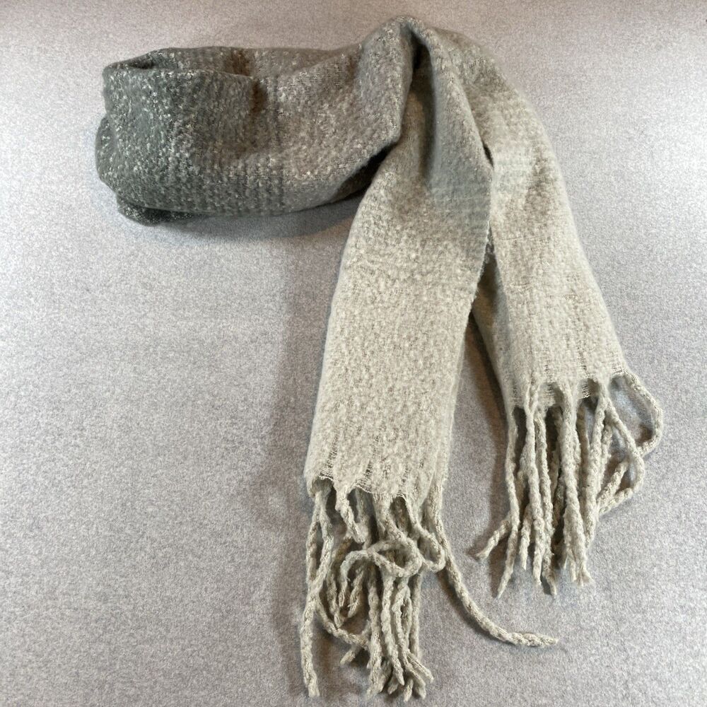 Mer Sea Gray Blanket Scarf Wrap Coastal Cabin Fringe 20x80 Soft Cozy Neutral